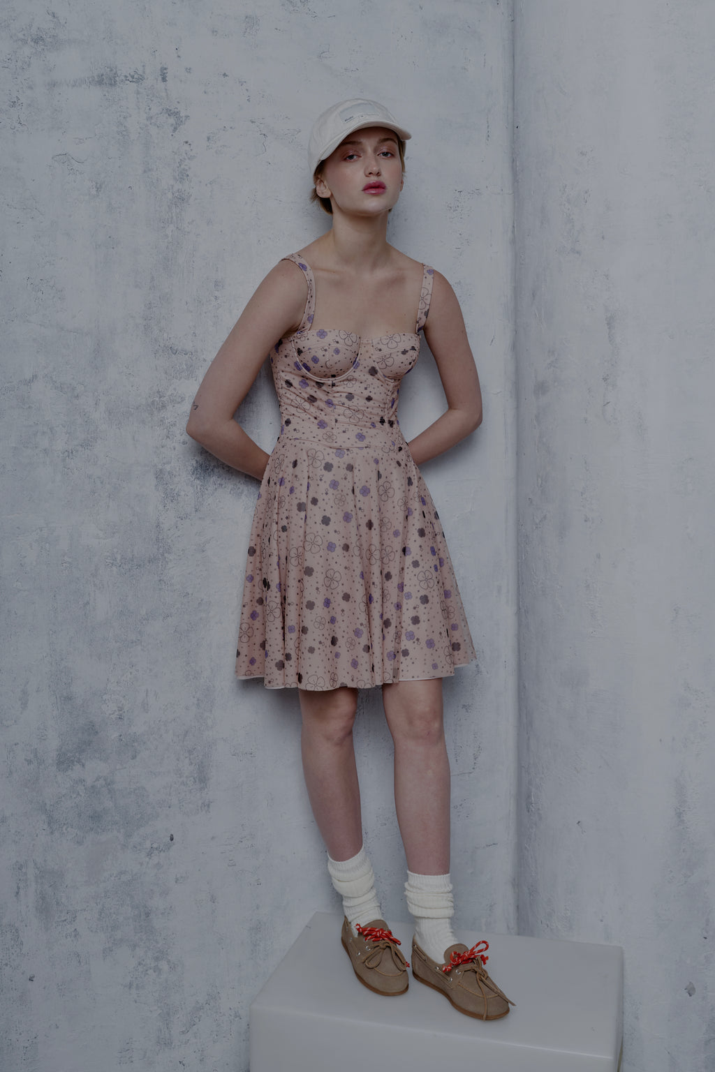 Bustier dress optical print
