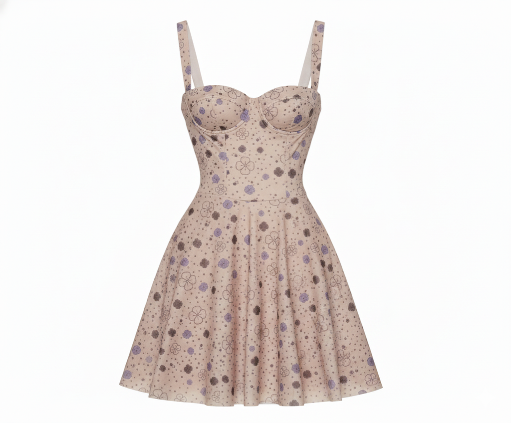 Bustier dress optical print