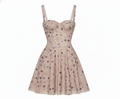 Bustier dress optical print